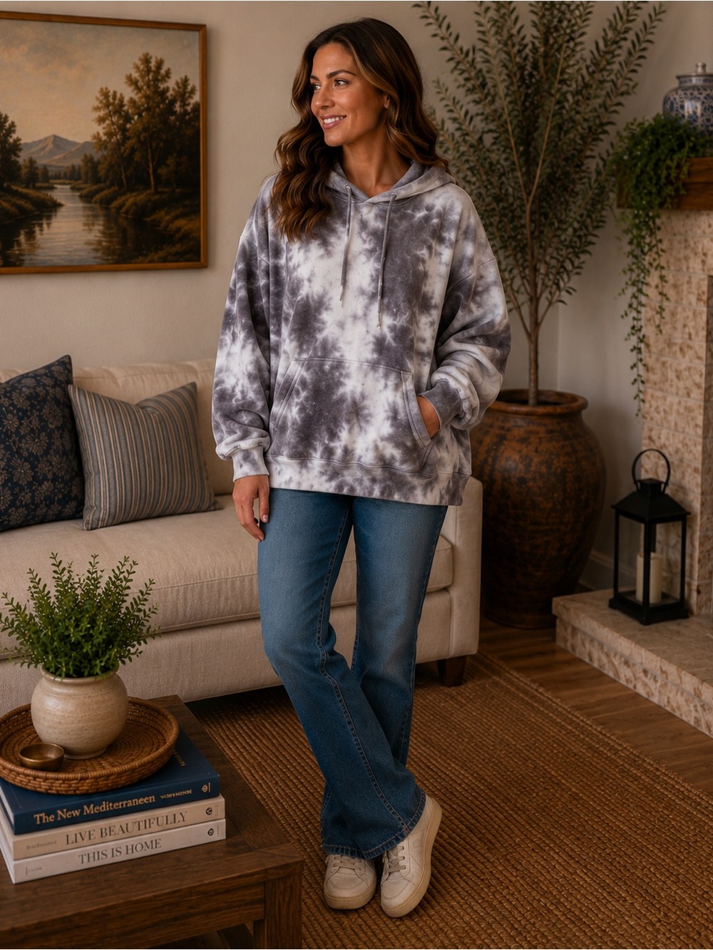 Free People Light Gray Fleece-Lined Hoodie small oversize